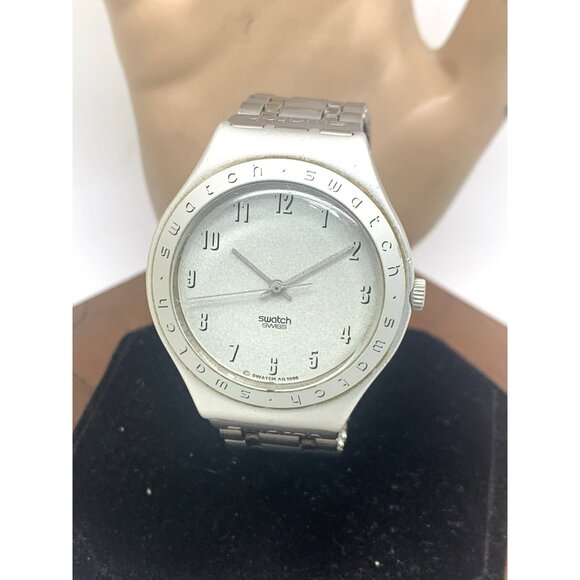 Swatch Other - Swatch Men's Watch YGS1005 Swiss Quartz Vintage 1996 Silver Dial Aluminum 37mm